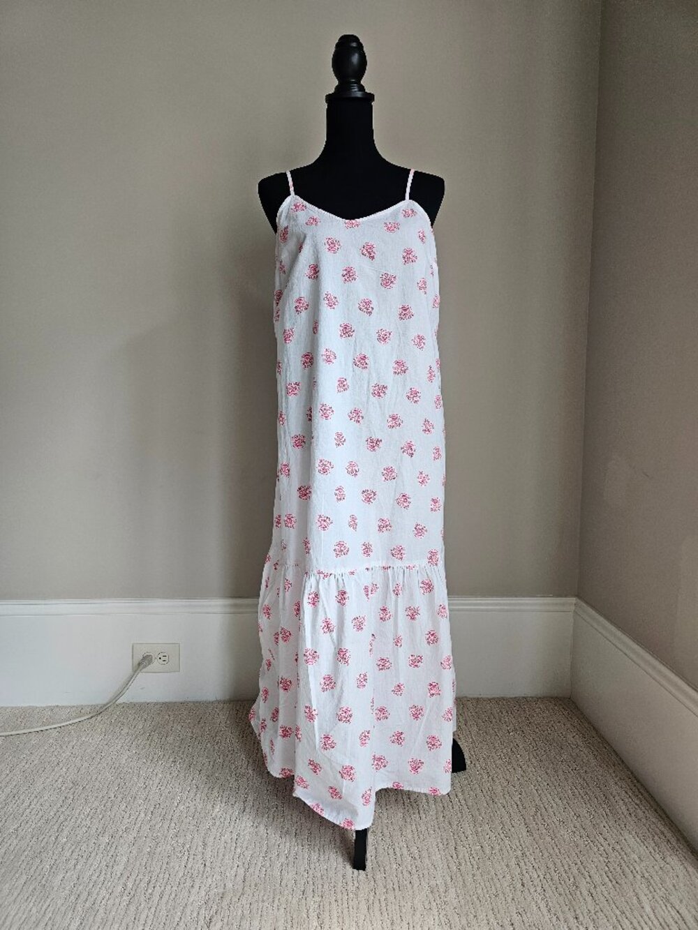 Universal Thread White Pink Floral Cotton Maxi Dress - Small